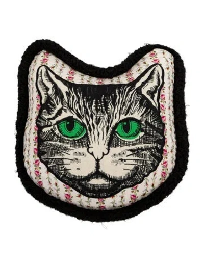 Pre-owned Gucci Mystic Cat Throw Pillow In Black