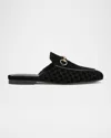Gucci Nady Mini Gg Velvet Princetown Mules In Black