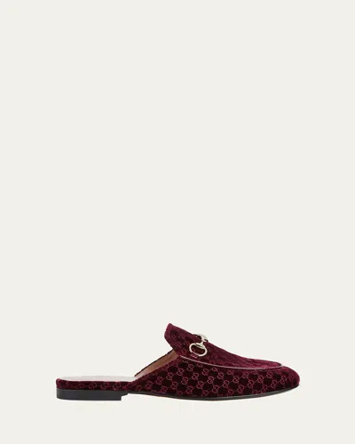 Gucci Nady Mini Gg Velvet Princetown Mules In Animal Print