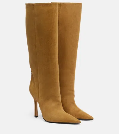 Gucci Naomi Suede Knee-high Boots In Sand