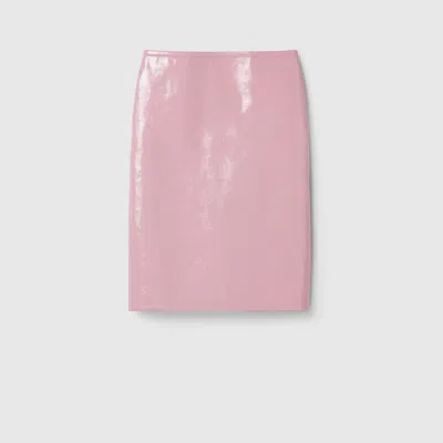 Gucci Naplak Leather Skirt In Pink