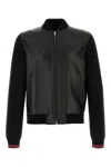 Gucci Black Bomber Jacket With Front Logo In Nappa Leather And Mesh Man In Black