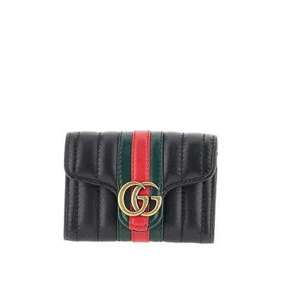 Gucci Nappa Leather Cardholder With Web Motif In Black