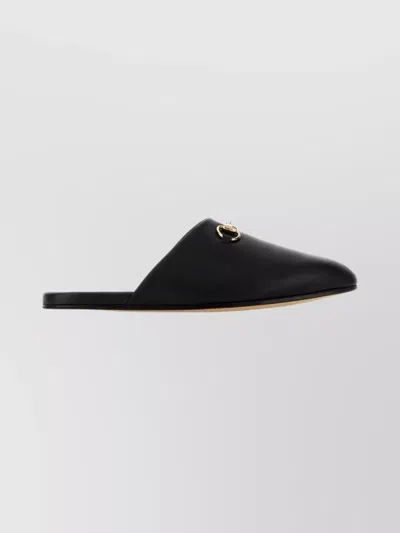 Gucci Men Black Mule With Horsebit On The Front In Smooth Leather Man