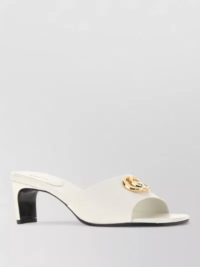 Gucci Nappa Leather Mules Mid Heel Open Toe In Neutral