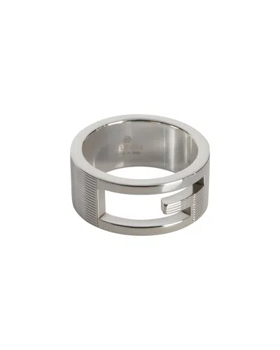 Gucci Narrow Cutout G Ring (authentic Pre-loved) In Metallic