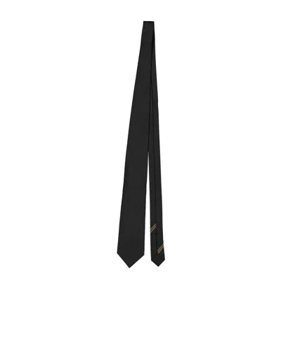 Gucci Narrow Jacquard Diamond Tie In Black