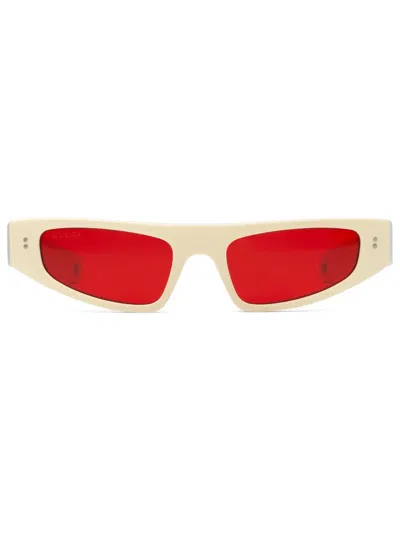 Gucci Logo-print Cat-eye Frame Sunglasses In White