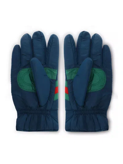 Gucci Nastro Gloves In Navy