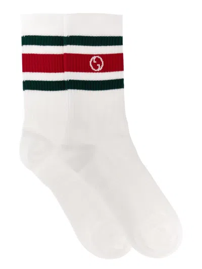 Gucci Nastro Web Logo Socks In White
