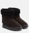 Gucci Nat Gg Shealing-trimmed Suede Snow Boots In Brown