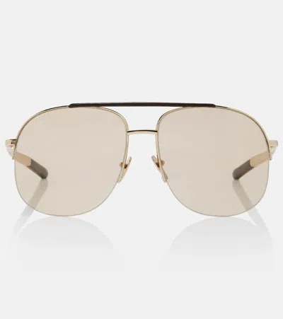 Gucci Navigator Aviator Sunglasses In Brown