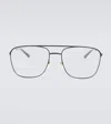 Gucci Navigator-frame Glasses In Black-gold-transparent