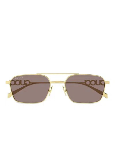 Gucci Navigator-frame Sunglasses In 金色