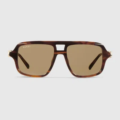 Gucci Navigator Frame Sunglasses In Brown