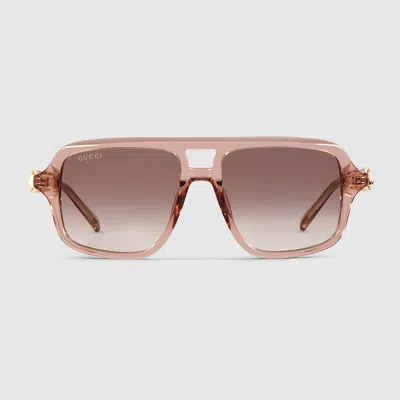 Gucci Navigator Frame Sunglasses In Brown