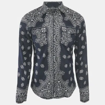 Pre-owned Gucci Navy Blue Bandana Print Cotton Shirt M