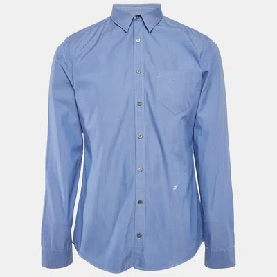 Pre-owned Gucci Navy Blue Chambray Cotton Button Front Shirt Xl