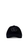 Gucci Textured Corduroy Baseball Cap With Curved Brim In Blue
