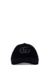 Gucci Textured Corduroy Baseball Cap With Curved Brim In Blue