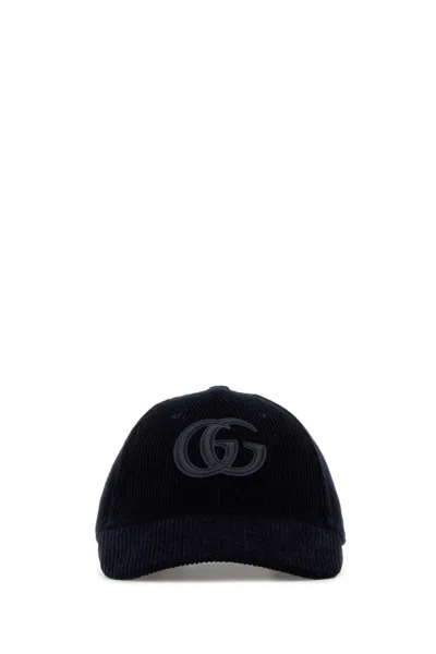 GUCCI MEN NAVY BLUE CORDUROY BASEBALL CAP, XL LUXURY HATS FOR MEN DARVEYS