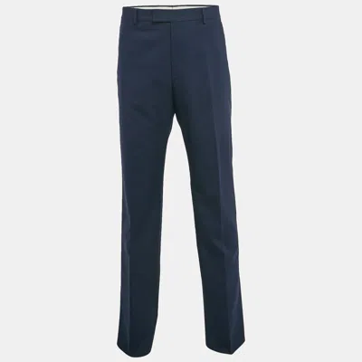 Pre-owned Gucci Navy Blue Cotton Tailored Trousers Xxl