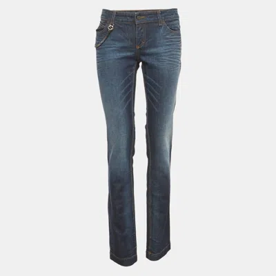 Pre-owned Gucci Navy Blue Denim Faded Jeans M Waist 32"