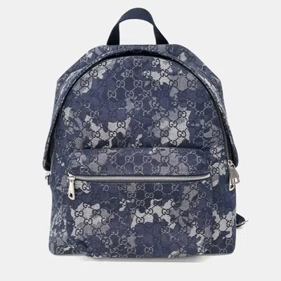 Pre-owned Gucci Navy Blue Denim Large Backpack