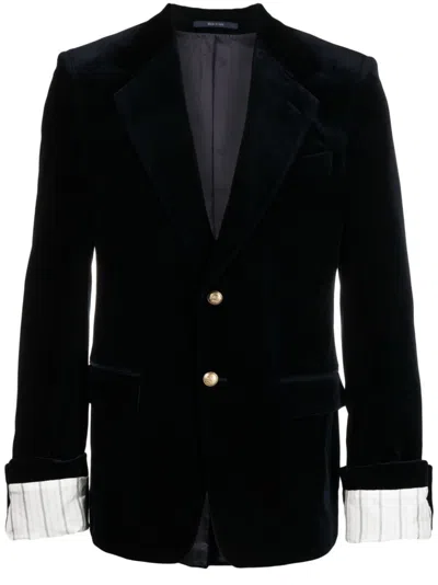 GUCCI NAVY BLUE DETACHABLE-SLEEVED SINGLE-BREASTED JACKET FOR MEN IN FW23