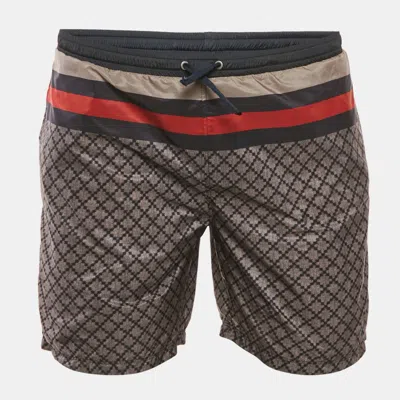 Pre-owned Gucci Navy Blue Diamante Print Nylon Swim Shorts S