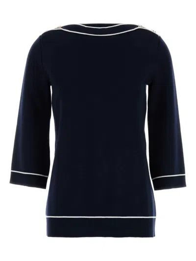 GUCCI NAVY BLUE FINE WOOL TOP