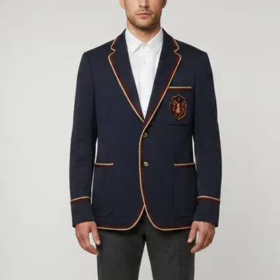 Pre-owned Gucci Navy Blue Gabardine Long Sleeve Blazer Xl
