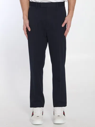 Gucci Cotton Gabardine Trousers In Blue