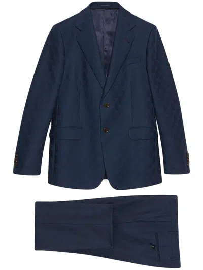 Gucci Wool Gg 2-piece Suit In Light Blue