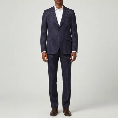 Pre-owned Gucci Navy Blue Horsebit Pinstripe Wool Regular Fit Suit Set S