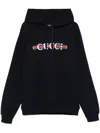 Gucci Men Blue Hoodie With Drawstring Hood And Logo Print On The Front In Jersey Man In Navy Blue