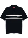 Gucci Short Sleeved Wool And Cashmere Sweater With Polo Neck In Navy Blue