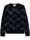 Gucci Sweater With Gg Intarsia In Navy Blue