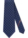 Gucci Gg Pattern Silk Tie In Navy Blue
