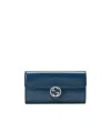 Gucci Navy Blue Long Double-folded Wallet In Blue