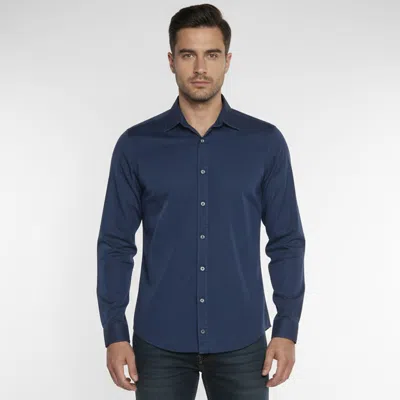 Pre-owned Gucci Navy Blue Monogram Jacquard Button Up Shirt M
