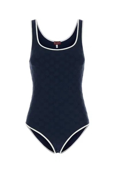 Gucci Navy Blue Nylon Stretch Swimsuit