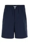 Gucci Men Navy Blue Poplin Bermuda Shorts In Blue