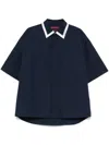 Gucci Navy Blue Poplin Oversize Shirt In Multi