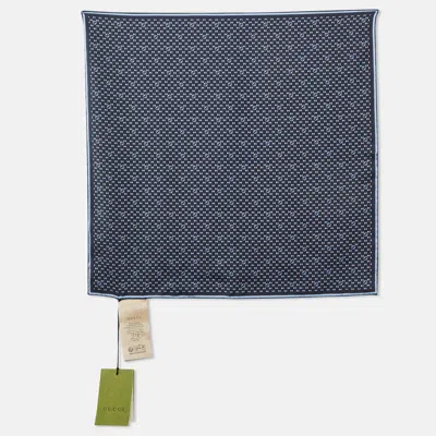 Pre-owned Gucci Navy Blue Printed Silk Scarf/pocket Square