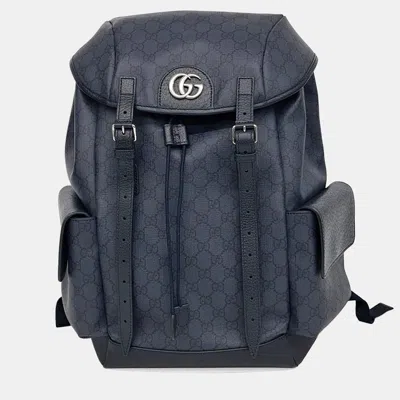 Pre-owned Gucci Navy Blue Pvc Gg Ophidia Backpack Medium (598140)