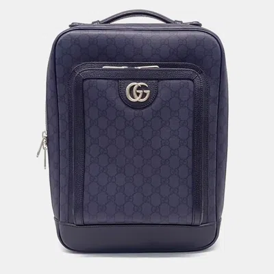 Pre-owned Gucci Navy Blue Pvc Ophidia Gg Backpack (745718)