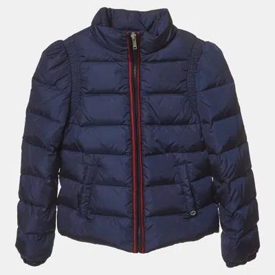 Pre-owned Gucci Navy Blue Quilted Nylon Puffer Down Jacket 10 Yrs