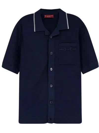 Gucci Short Sleeve Polo In Blue