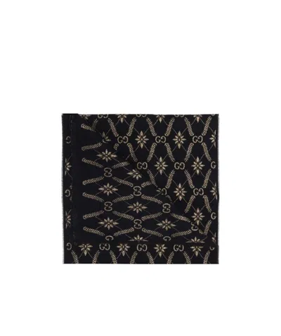 Gucci Navy Blue Scarf In Black